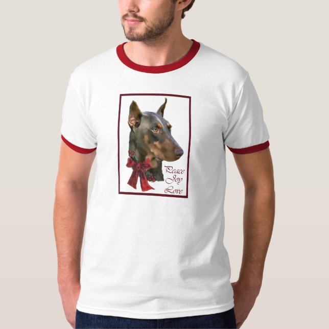 Doberman Pinscher jul T Shirt (Framsida)