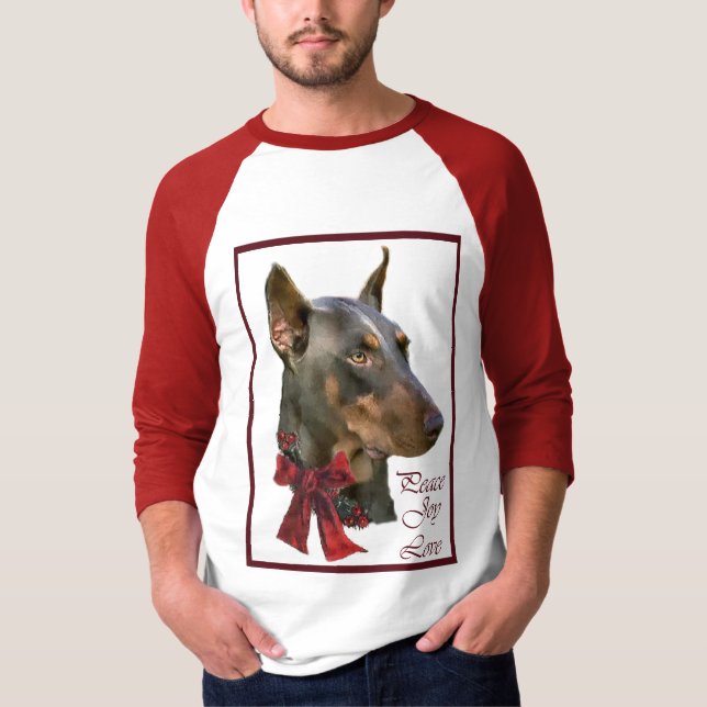 Doberman Pinscher jul T-shirt (Framsida)