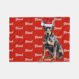 Doberman Pinscher Jul Tomte Hund Anpassat Namn Jul Fleecefilt