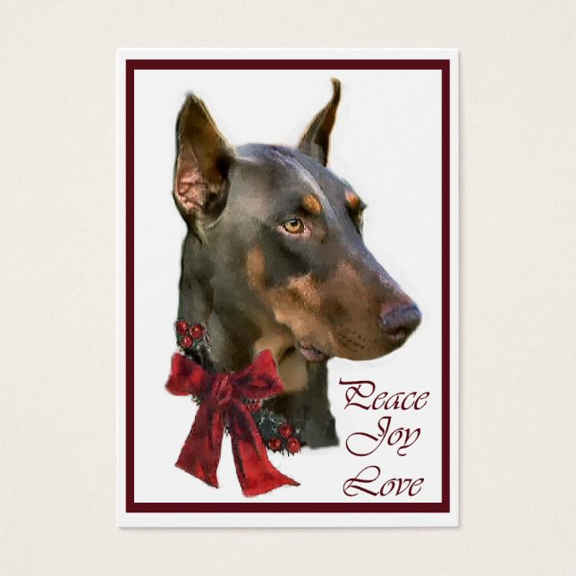 Doberman Pinscher jul Visitkort (Framsidan)