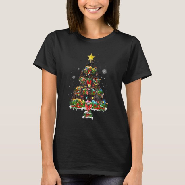 Doberman Pinscher Julgran Hund Julafton T Shirt (Framsida)