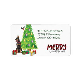 Doberman Pinscher Julgran Returadress Adressetikett