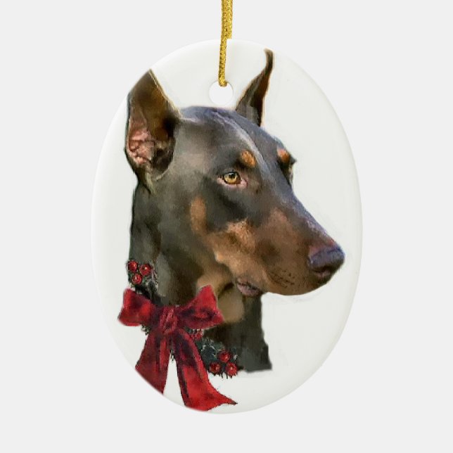 Doberman Pinscher-julklappar Ornament (Framsidan)