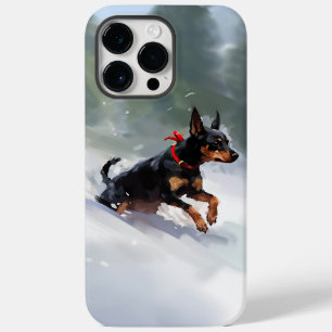 Doberman Pinscher-julvintern snö