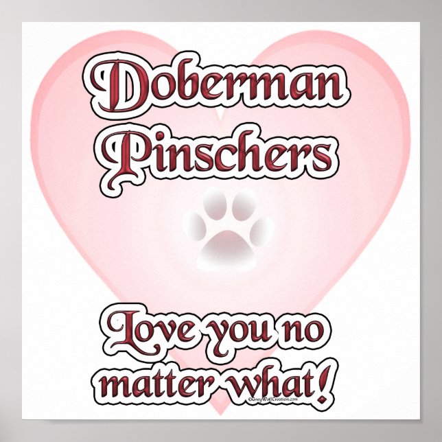 Doberman Pinscher Kärlek, Kärlek Doberman, Kärlek  Poster (Framsidan)