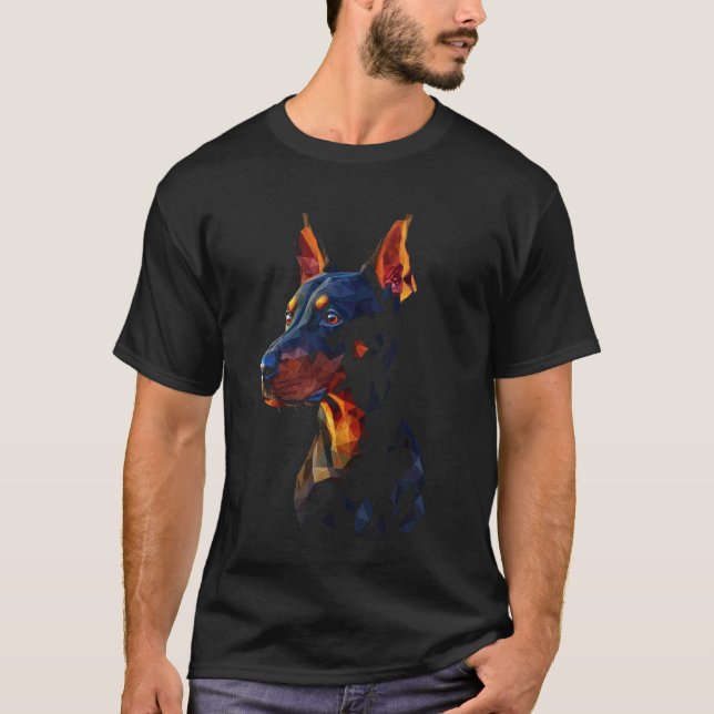 Doberman Pinscher Låg Poly T Shirt (Framsida)