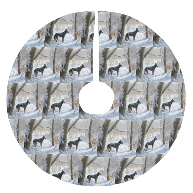 Doberman Pinscher Låt det snöa jul Julgransmatta Borstad Polyester (Framsidan)