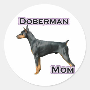 Doberman Pinscher Mamma 4 - Sticker Runt Klistermärke