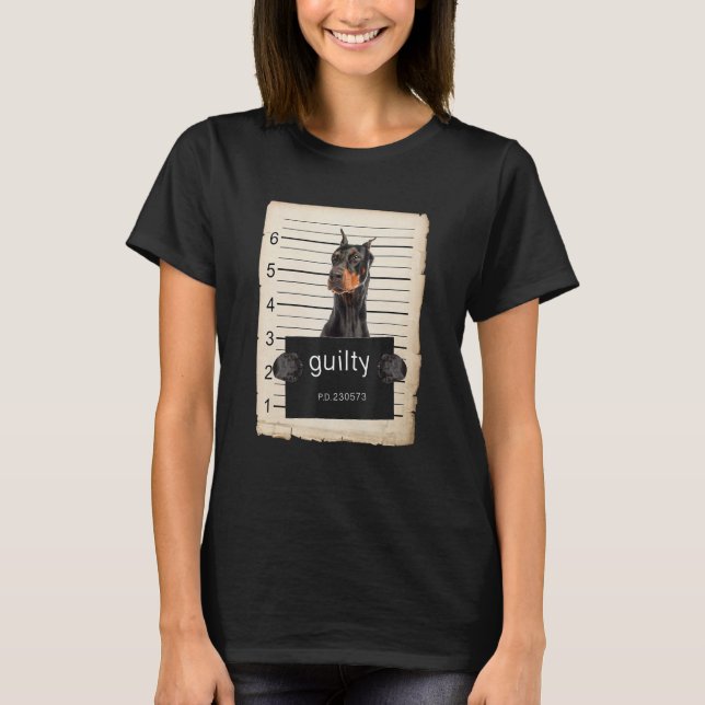 Doberman Pinscher mugg shot, Hund T Shirt (Framsida)