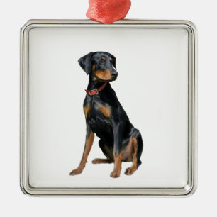Doberman Pinscher (naturlig) Julgransprydnad Metall