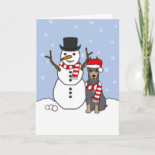 Doberman Pinscher och Snögubbe Helgkort
