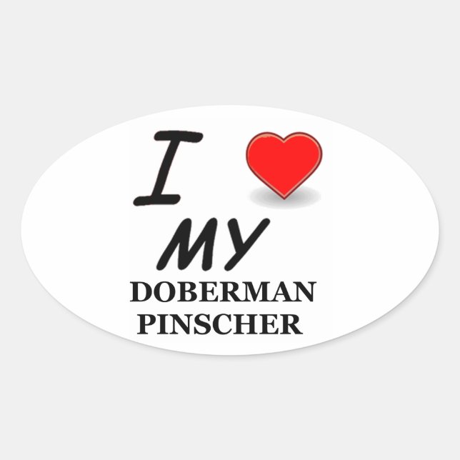 doberman pinscher ovalt klistermärke (Framsida)