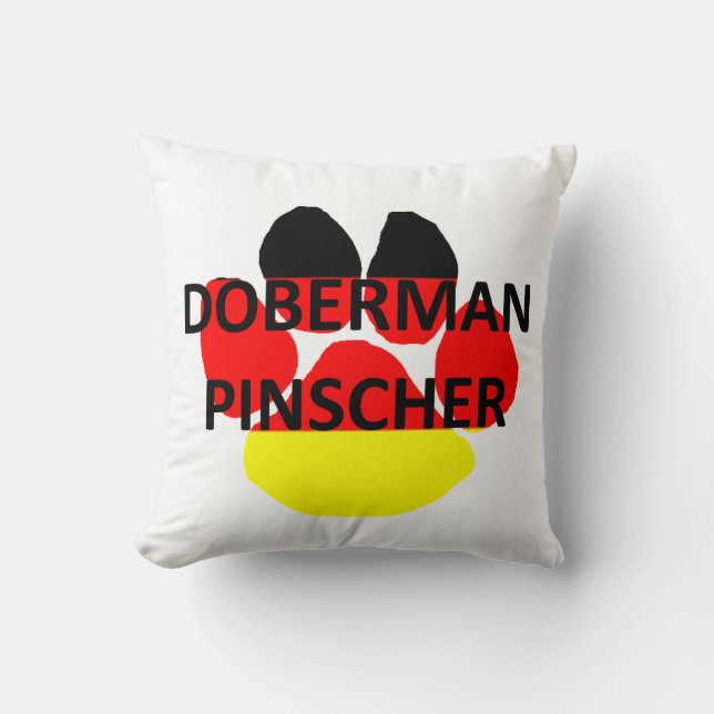 doberman pinscher på tyskland flagga tass kudde (Framsida)