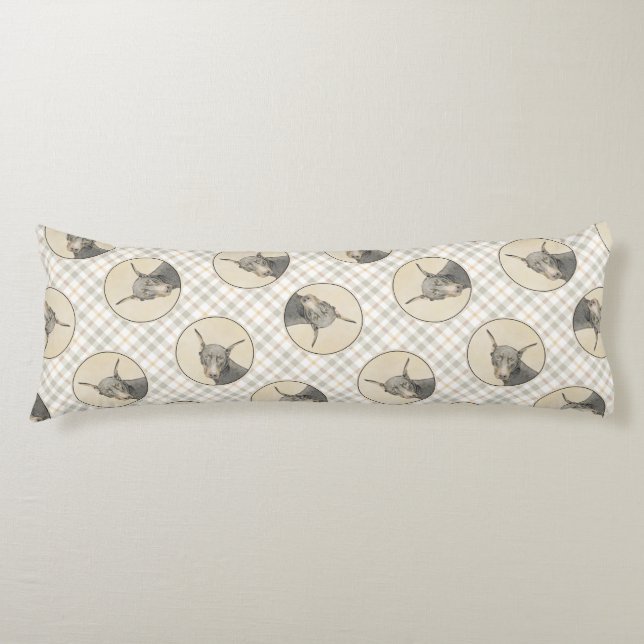 Doberman Pinscher Painting Dobie Cropping Hund Art Kroppskudde (Framsidan)