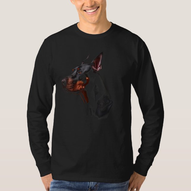 Doberman Pinscher Painting Dog T Shirt (Framsida)