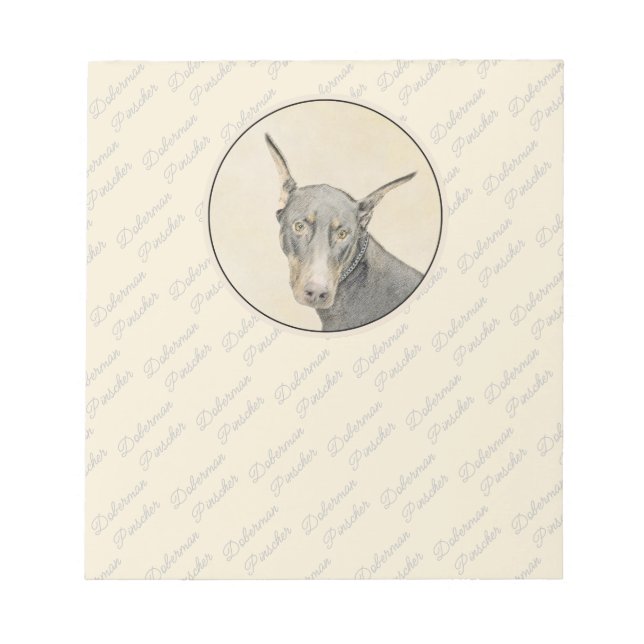 Doberman Pinscher Painting - Original Hund Art Anteckningsblock (Framsida)