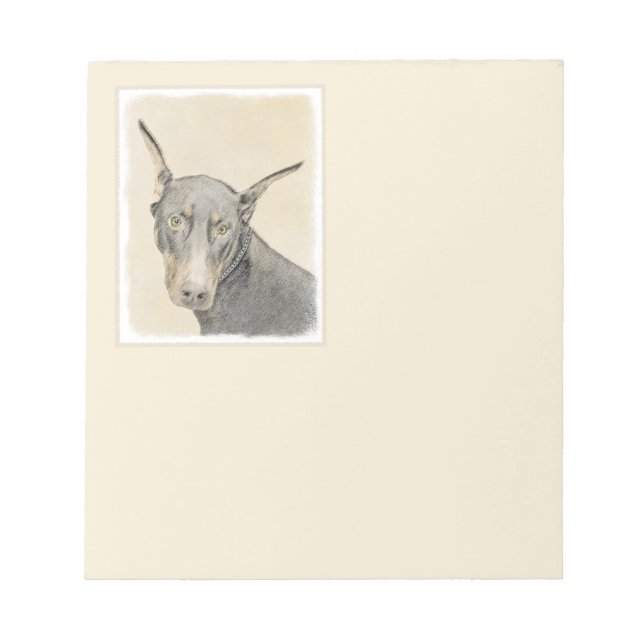 Doberman Pinscher Painting - Original Hund Art Anteckningsblock (Framsida)