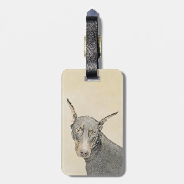 Doberman Pinscher Painting - Original Hund Art Bagagebricka (Baksidan Lodrät)
