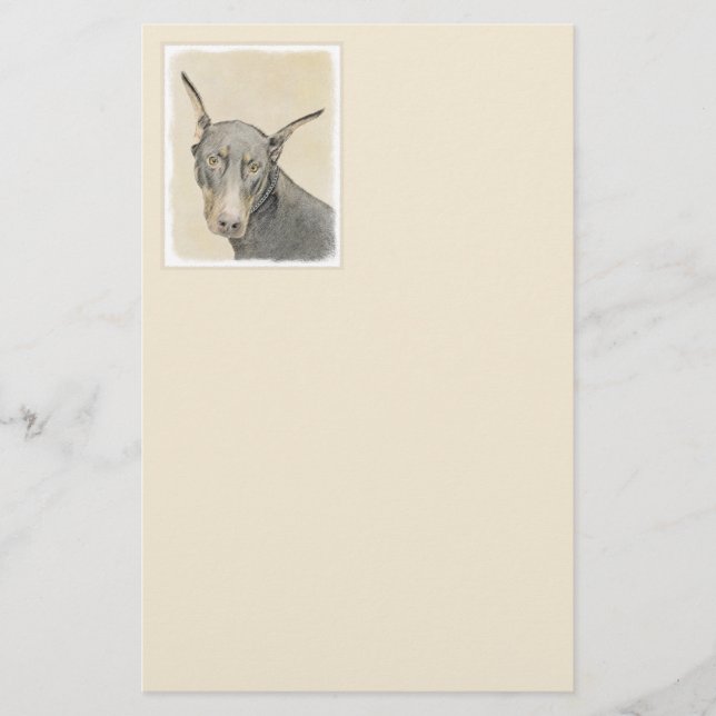 Doberman Pinscher Painting - Original Hund Art Brevpapper (Framsida)