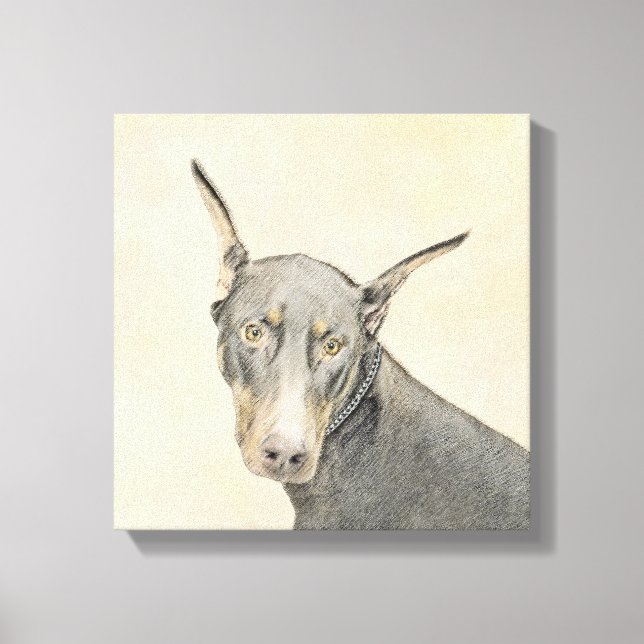 Doberman Pinscher Painting - Original Hund Art Canvastryck (Framsida)