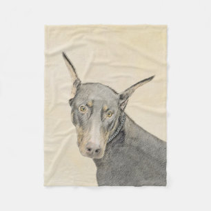 Doberman Pinscher Painting - Original Hund Art Fleecefilt
