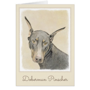 Doberman Pinscher Painting - Original Hund Art Hälsningskort