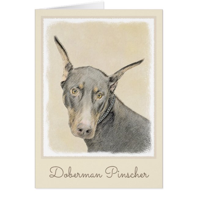 Doberman Pinscher Painting - Original Hund Art Hälsningskort (Framsidan)
