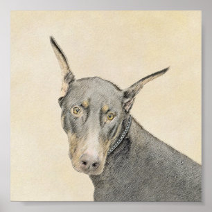 Doberman Pinscher Painting - Original Hund Art Poster