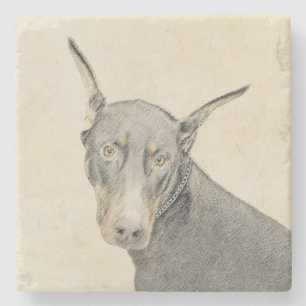 Doberman Pinscher Painting - Original Hund Art Stenunderlägg