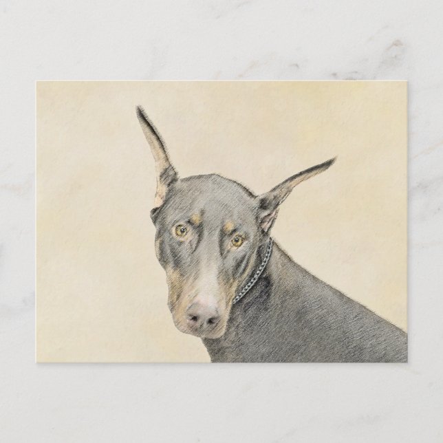 Doberman Pinscher Painting - Original Hund Art Vykort (Framsida)