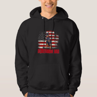 Doberman Pinscher Pappa Amerikanska Flagga 4 juli  Hoodie