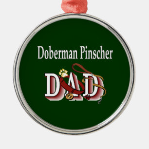 Doberman Pinscher Pappa Julgransprydnad Metall