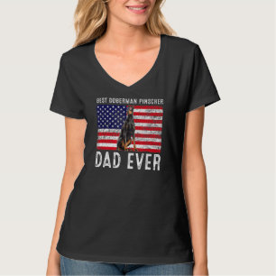 Doberman Pinscher Pappa Usa American Flagga Hundäg T Shirt