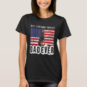 Doberman Pinscher Pappa Usa American Flagga Hundäg T Shirt