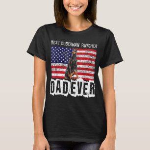 Doberman Pinscher Pappa Usa American Flagga Hundäg T Shirt