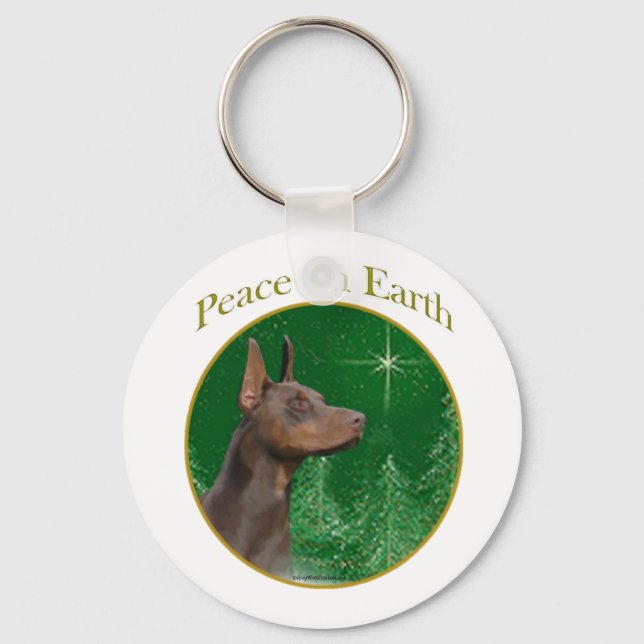 Doberman Pinscher Peace Nyckelring (Framsida)