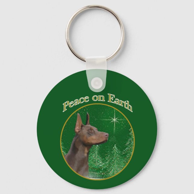 Doberman Pinscher Peace Nyckelring (Framsida)