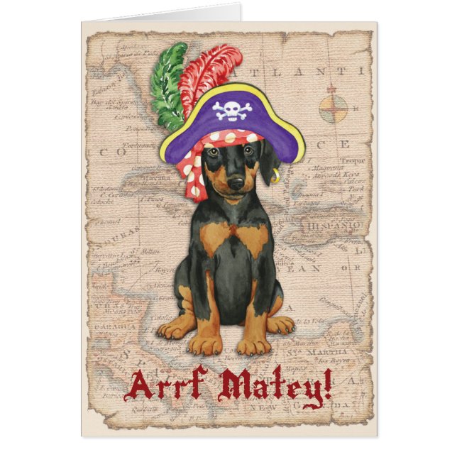 Doberman Pinscher Pirat Card Hälsningskort (Framsidan)