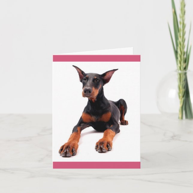 Doberman Pinscher Puppy Hund Blank Note Card Kort (Framsida)