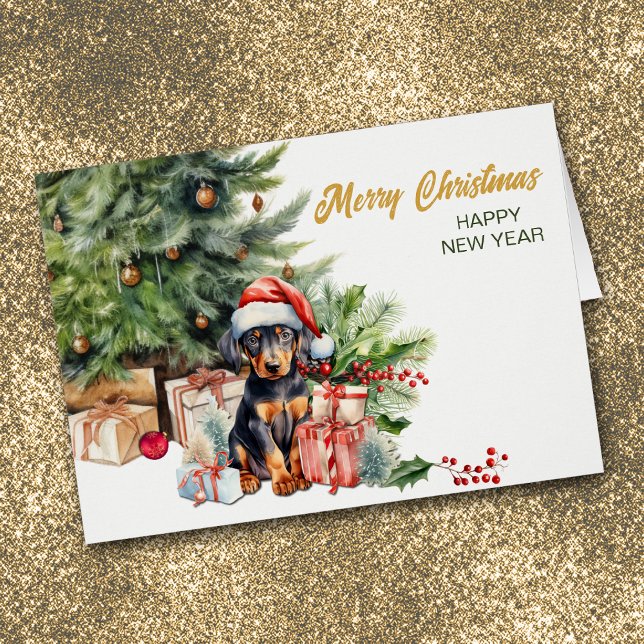 Doberman Pinscher Puppy Hund jul Hälsningskort (Skapare uppladdad)
