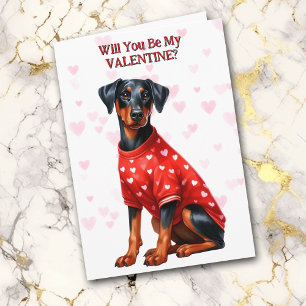 Doberman Pinscher Puppy på Sweater Valentine Helgkort