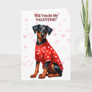 Doberman Pinscher Puppy på Sweater Valentine Helgkort
