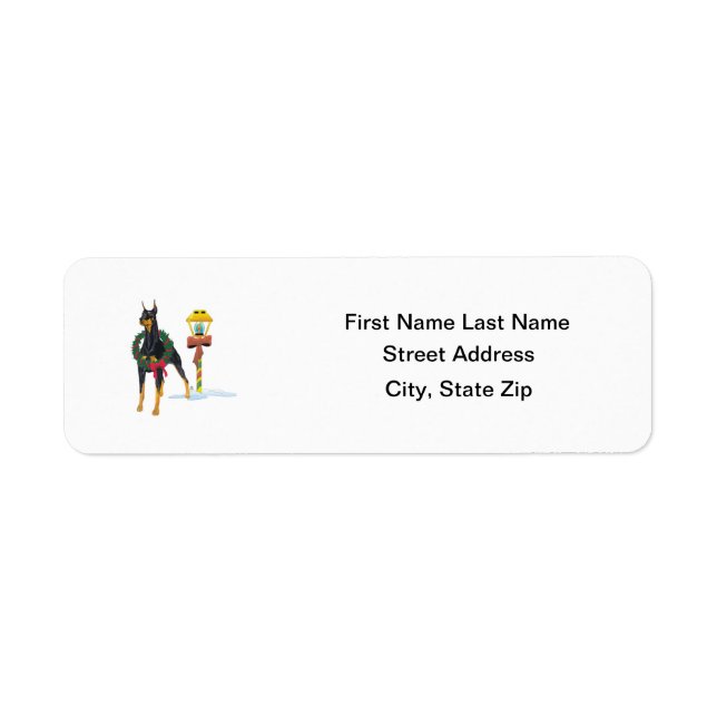 Doberman Pinscher Returadress Etikett (Framsidan)