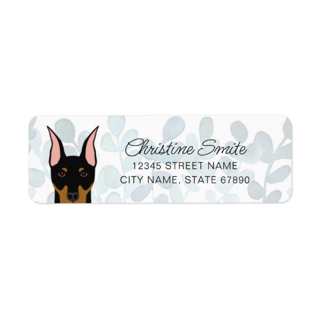 Doberman Pinscher Returetiketters Returadress Etikett (Framsidan)