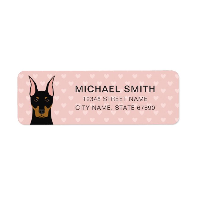 Doberman Pinscher Returetiketters Returadress Etikett (Framsidan)