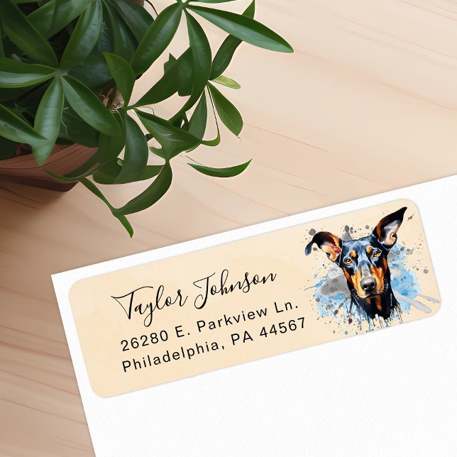 Doberman Pinscher Return-adressetikett Returadress Etikett (Skapare uppladdad)