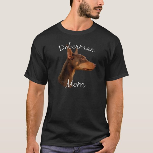 Doberman Pinscher (röd) Mamma 2 T Shirt (Framsida)