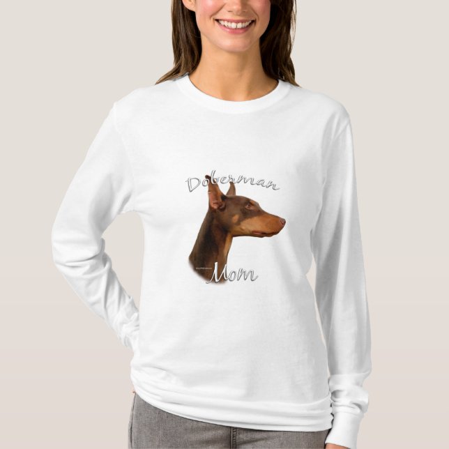 Doberman Pinscher (röd) Mamma 2 T Shirt (Framsida)