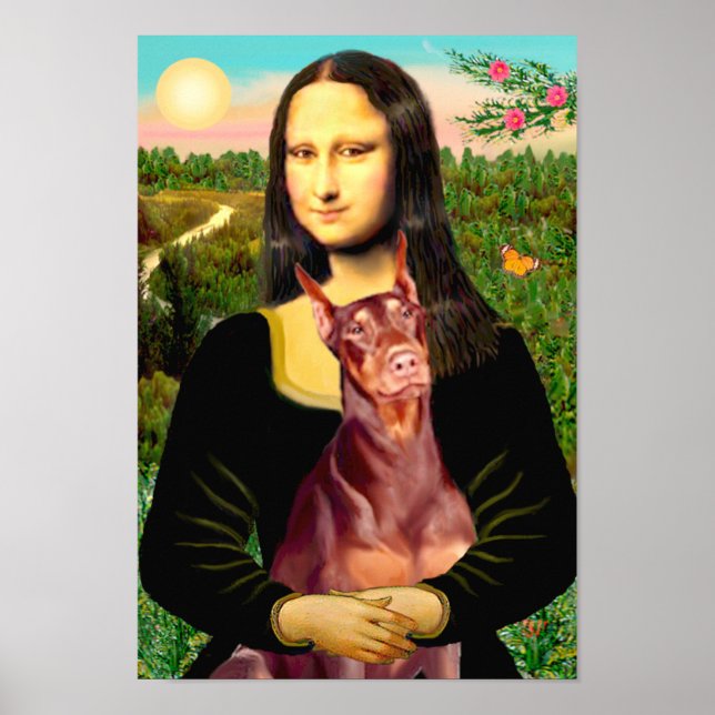 Doberman Pinscher (röd) - Mona Lisa Poster (Framsidan)