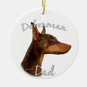 Doberman Pinscher (röd) Pappa 2 Julgransprydnad Keramik